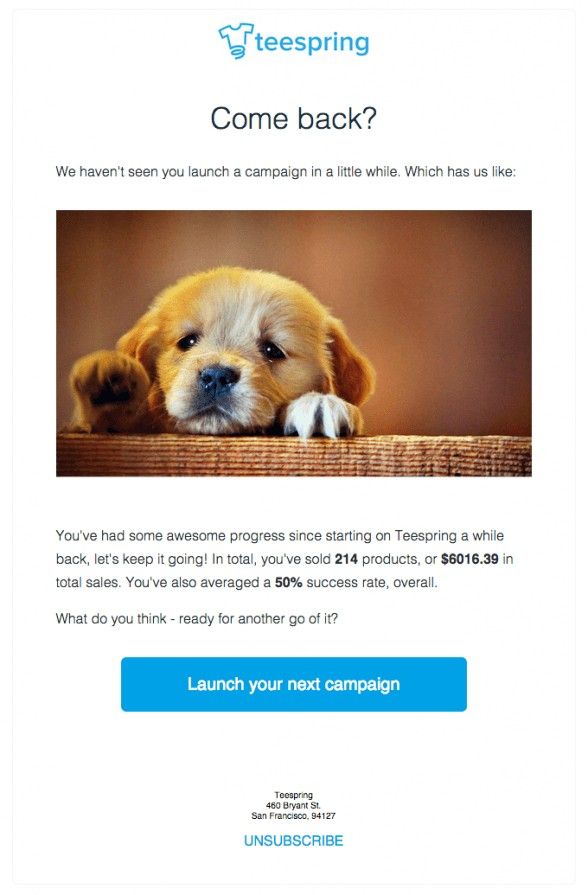 Re-engagement email - Teespring