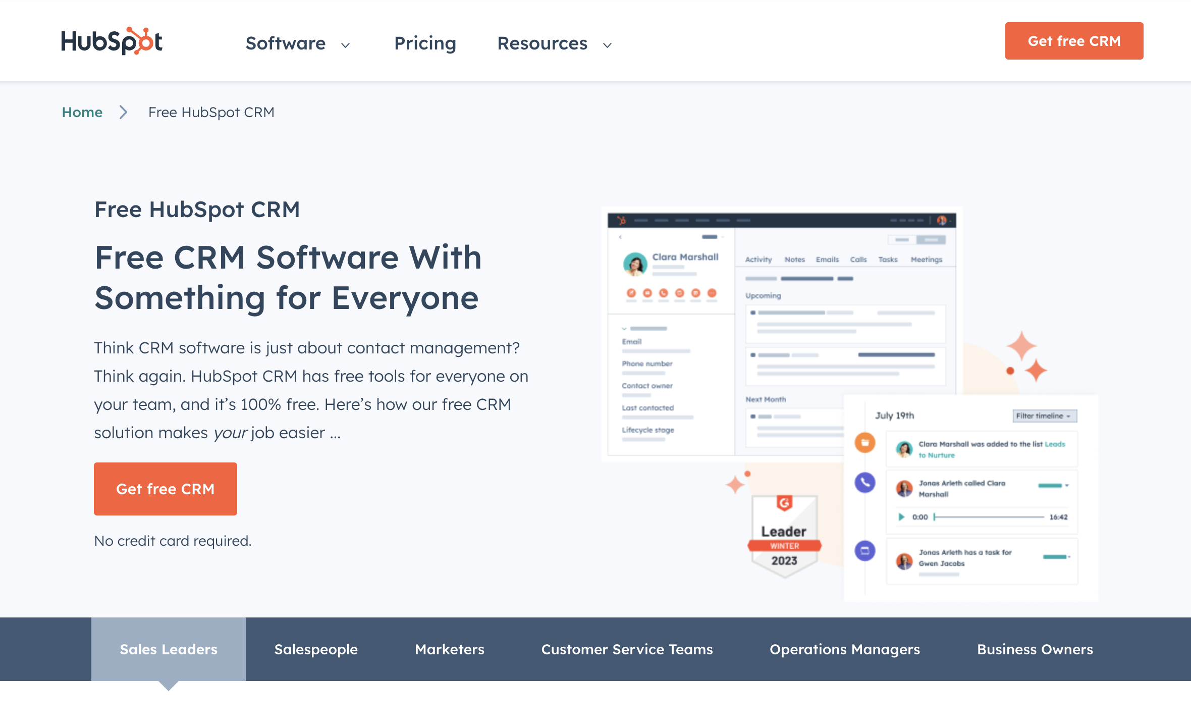 Screenshot of the HubSpot CRM for LinkedIn website