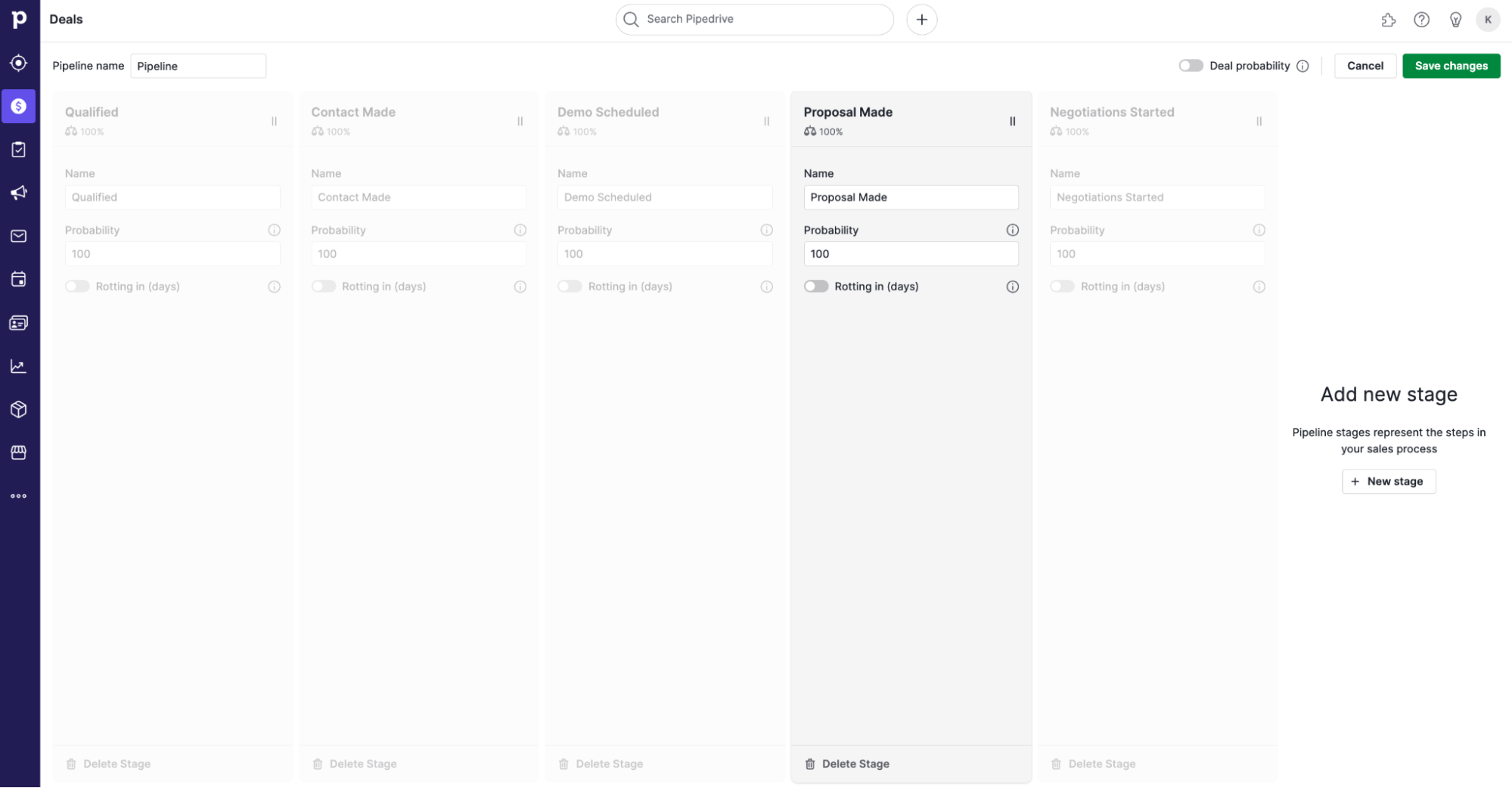 Pipedrive Deal Stages Customisation Options