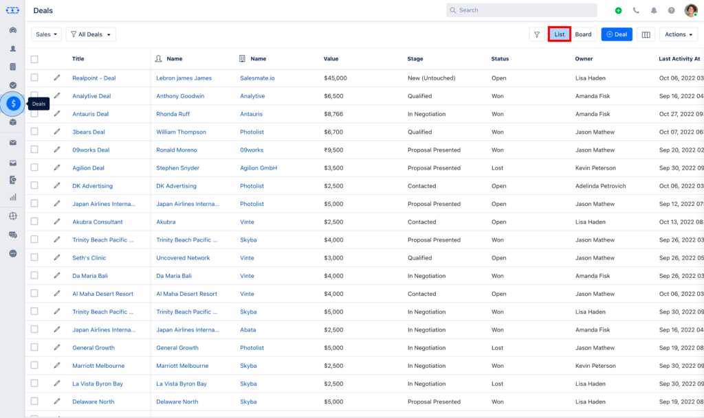 Salesmate CRM User Interface: Pipedrive vs Salesmate, Compared