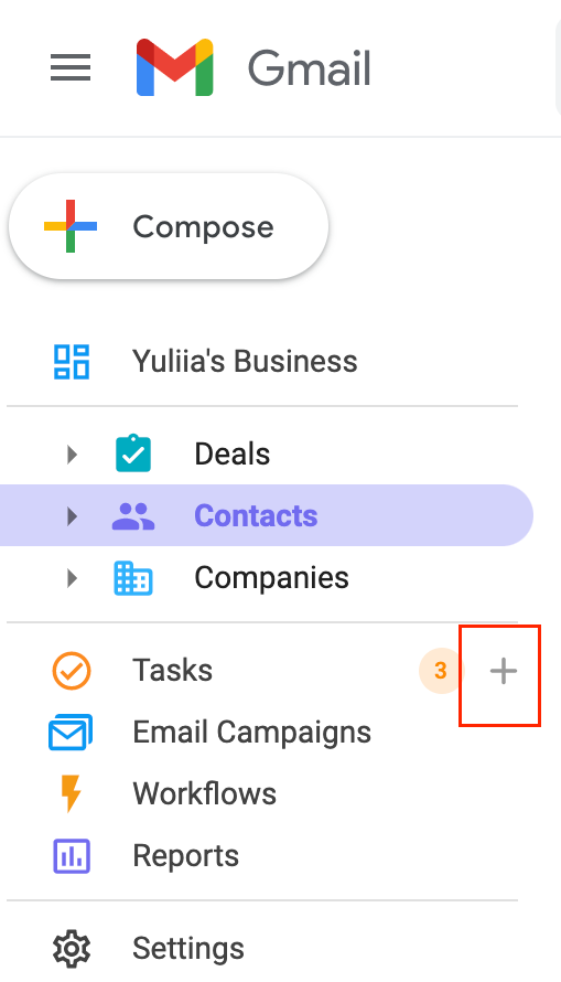 Tasks folder in NetHunt CRM