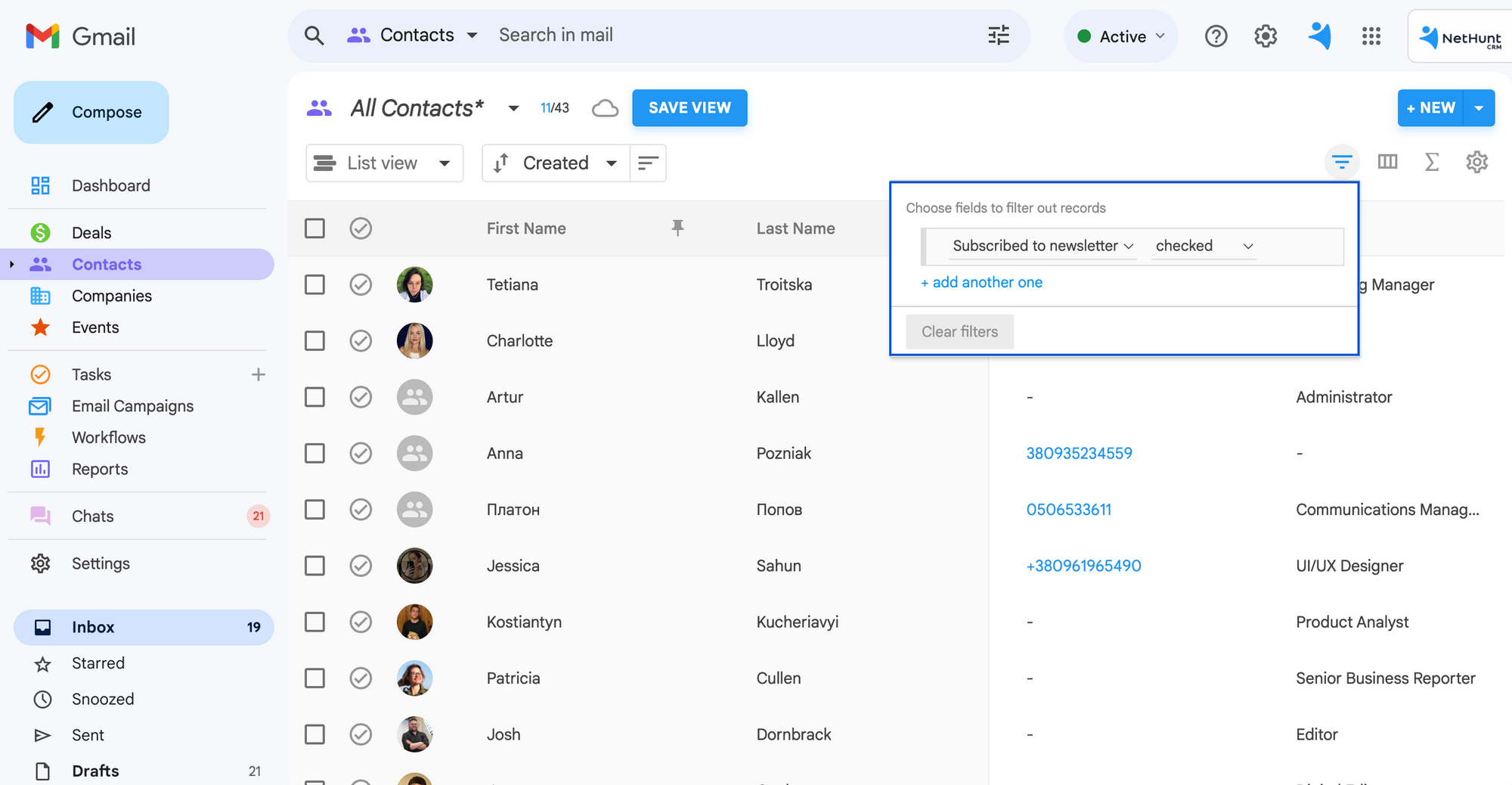 Users subscribed for Product Newsletter