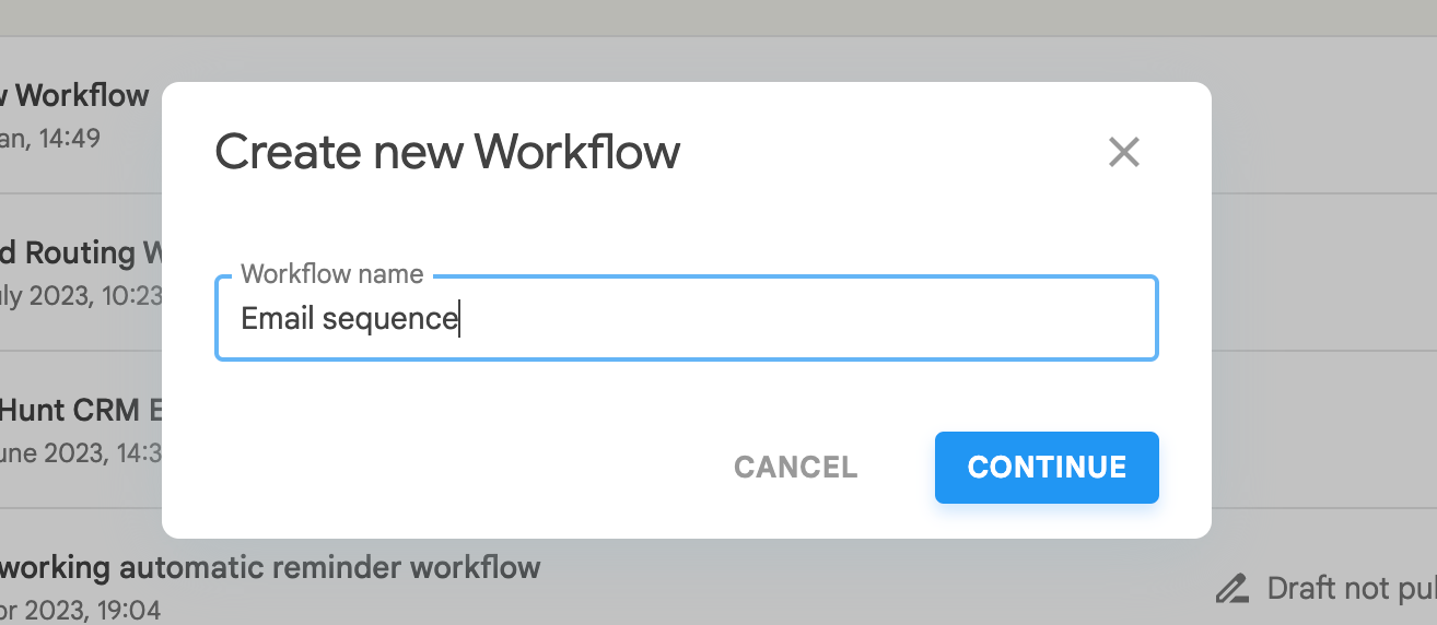 Creation of email sequence