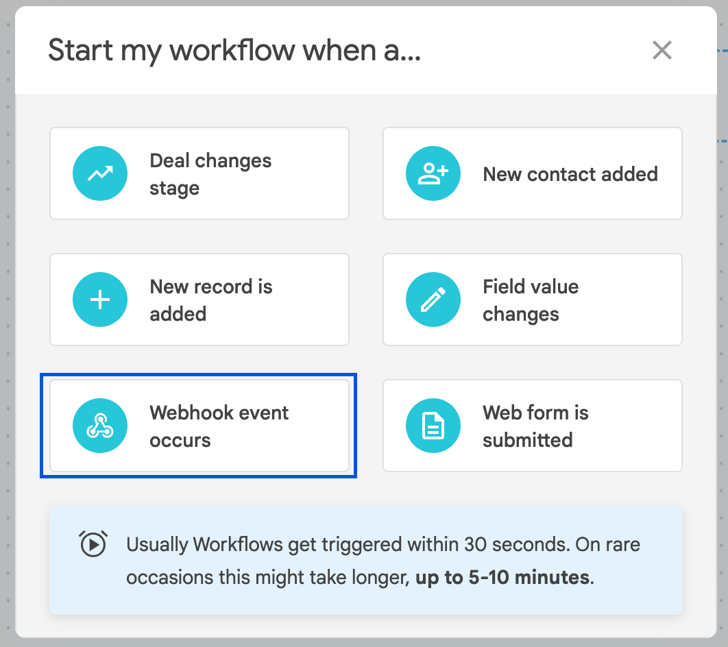 Adding a trigger to the sequence - webhook event