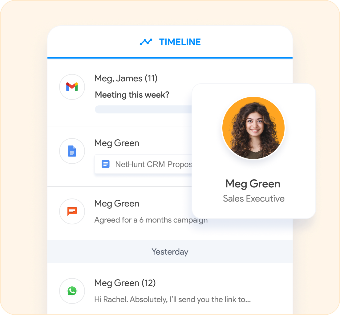 Customer timeline in NetHunt CRM