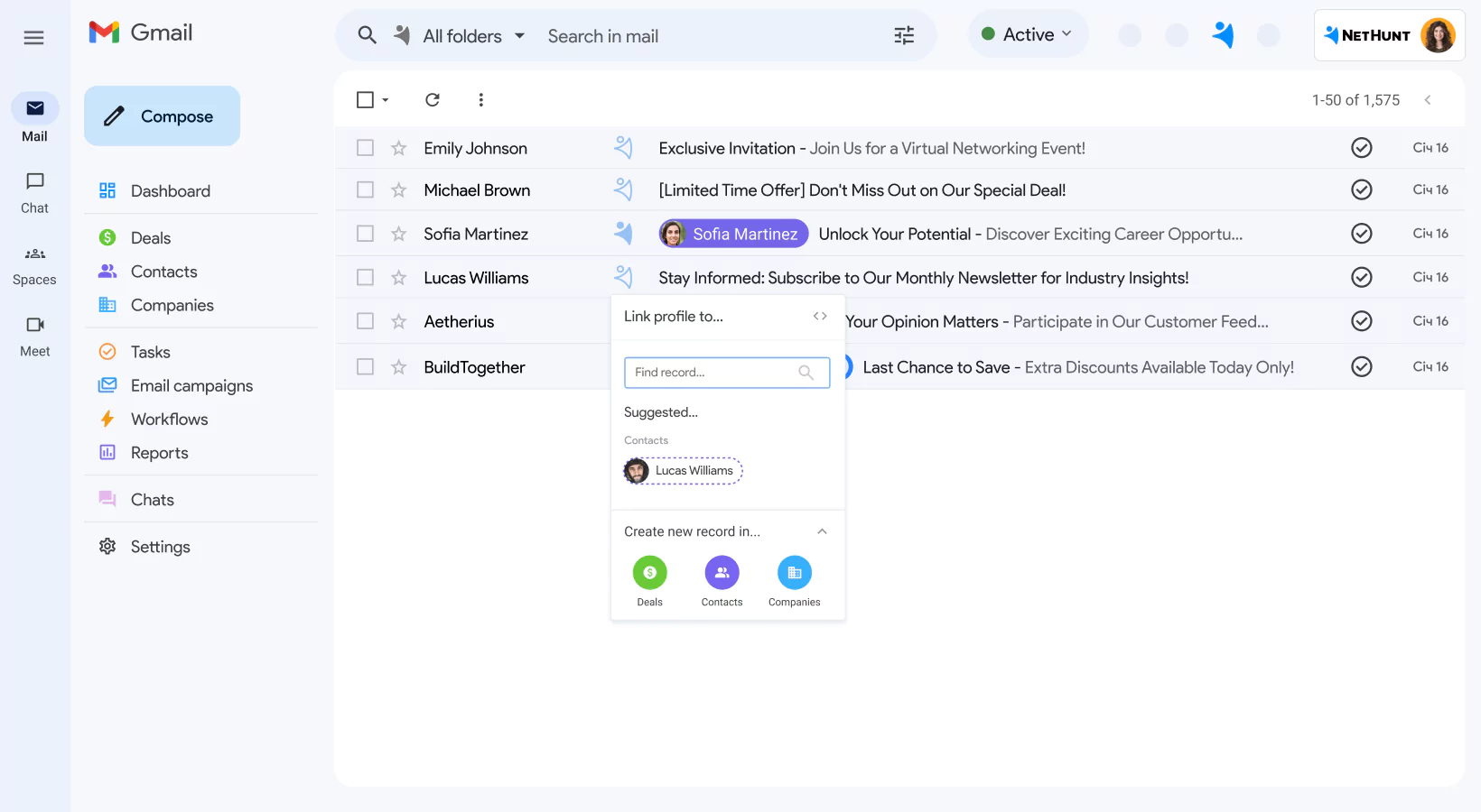 Tie NetHunt CRM with Favourite Google Workspace Apps screen 1